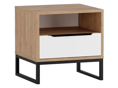 Image de Table de chevet FABENS - noyer hickory / blanc mat / noir mat
