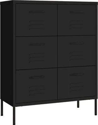 Image de vidaXL Armoire à tiroirs noire 80x35x101,5 cm Acier