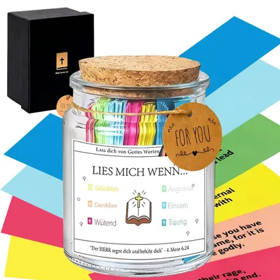 Glas mit 90 Bibelversen, Hoffnungsglas, inspirierend, mit Geschenkbox