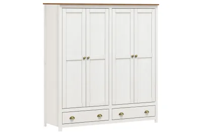 Produktbild von SIT Möbel Kleiderschrank | 4 Türen, 2 Schubladen | Kiefer-Holz massiv | Weiß | B 176 x T 54 x H 185 cm | 19000-90 | Serie SCHRANK