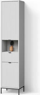 Image de Armoire de salle de bain Livinity ATERNO Blanc 40x190cm avec portes, et tiroir, Model 52989