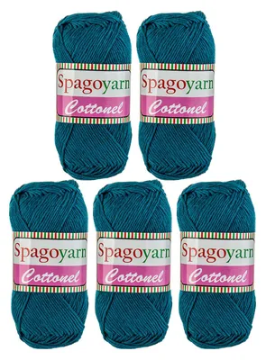 Produktbild von Strickgarn Baumwolleel Uni 5 x 100g Häkelgarn Strickwolle Handstrickgarn Farbwahl, Farbe:petrol