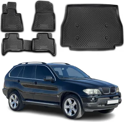 Immagine prodotto di Set tappetini e fodera bagagliaio per BMW X5 E53 1999-2006 in gomma TPE nero 5x