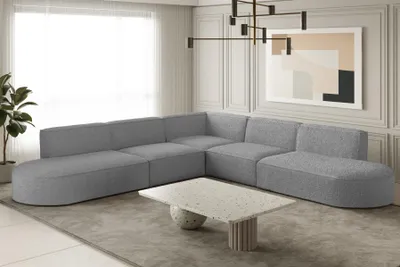 Produktbild von Ecksofa Designersofa PALMA in Stoff Ascot Taupe Seite Universal