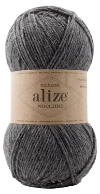 100g Sockenwolle Alize Wooltime 182 dunkelgrau meliert