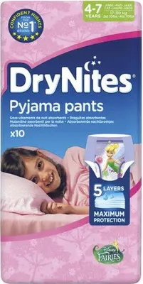 Produktbild von Huggies DryNites Pyjama Pants, Mädchen, Hosenwindel, 17 kg, 30 kg, Mehrfarbig, Velcro
