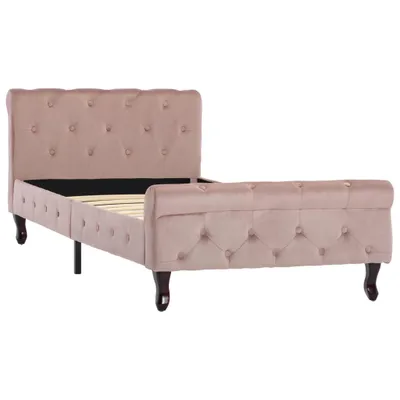 Image de vidaXL Sommier rose velours 90x200 cm
