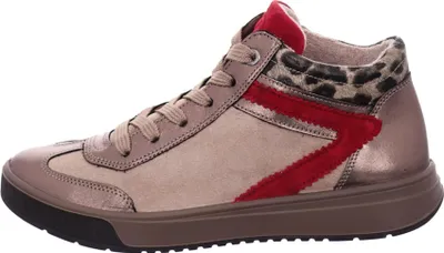 A single high-top sneaker is shown from the side against a white background.