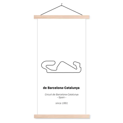 Produktbild von MuchoWow® Textilposter Rennstrecke - F1 - Barcelona 40x80 cm mit holzfarbenen Rahmen - Wohnzimmer