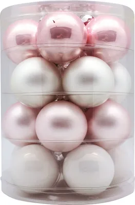 Produktbild von Weihnachtskugeln Glas 6cm, 20 Stück, Farbe:Noble Rose ( hell rosa porzelanweiß )