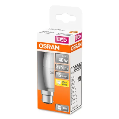 Produktbild von Osram LED Leuchtmittel Kerze 5,5W = 40W B22d Opal matt 470lm warmweiß 2700K