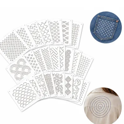 Produktbild von DIY Bastel Schablonen Set 25 Muster Geometrisch 11,9×11,9cm Kunststoff Vorlagen für Quilten Nähen Zeichnen Patchwork Handarbeit Zubehör