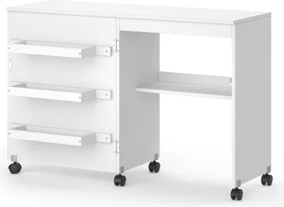 Produktbild von Vicco Nähtisch Carmen, 118.5 x 79.5 cm mit 3 Regalen, Weiß