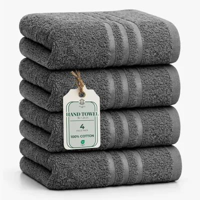 Imagen del producto de Juego de 4 toallas de algodón para baño, suaves y absorbentes