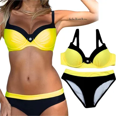 Immagine prodotto di Costume da bagno due pezzi bikini nero modellante da donna modello M