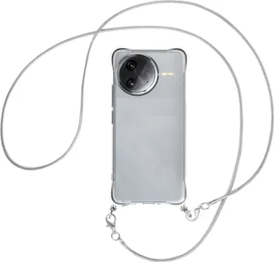 Produktbild von Handykette Backcover-Schutzhülle mit Band (Metall silberfarben) für Xiaomi Redmi K80 Pro 5G - silberfarbene Snake-Kette