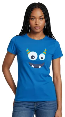 Produktbild von Spreadshirt Monster Gesicht Fasching Kostüm Witzig Frauen T-Shirt, XXL, Royalblau