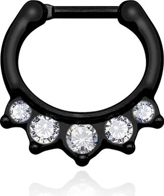 Produktbild von Nasenpiercing Septum Ring Nasenring Piercing Nase Zirkonia Chirurgenstahl Autiga schwarz-klar