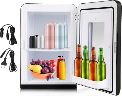 Produktbild von Fiqops 15L Mini Kühlschrank, 2in1 Minikühlschrank mit Kühl- und Heizfunktion, Getränkekühlschrank, 220-240V/12V Tragbar Kleiner Kühlschrank für Zuhause und Unterwegs
