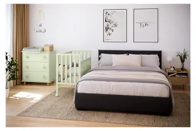 Produktbild von Wickelkommode LUMI 83x93x48 cm mit Wickelaufsatz und 3 Schubladen für das Babyzimmer, Griffe und Füße aus massivem Buchenholz