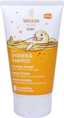 Obrázok produktu pre Weleda Kids 2in1 Shower & Shampoo, 150 ml, 2 v 1 vlasy & telo, Neprofesionálne, Deti, Všetky typy vlasy, Čierna, Blond, Hnedá, Gaštan, Červená