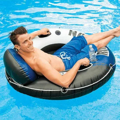 Immagine prodotto di Gommone gigante Intex, con maniglie, schienale, blu e bianco, PVC, 10+ anni