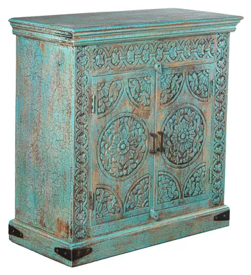 Flurschrank mit 2 Türen, Mandalas, Holz, blau, 90x40x90 cm