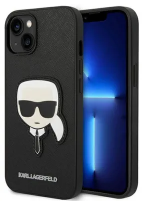 Zdjęcie produktu dla Karl Lagerfeld Klhcp14Msapkhk Iphone 14 Plus / 15 Plus 6,7 Czarny/Black Hardcase Saffiano Karl`s Head Patch