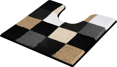 Produktbild von Kleine Wolke Badteppich Caro Schwarz 55 cm x 55 cm WC-Vorleger mit Ausschnitt