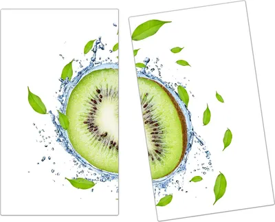 Produktbild von Spritzschutz Herdabdeckplatte Schneidebrett aus Glas Kiwi im Wasser  2-Teilig (60x52cm)