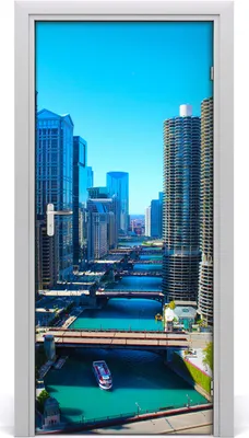 Produktbild von Tulup Türaufkleber 95x205 cm Dekorative Aufkleber Selbstklebend Wasserdichte Tapete Abnehmbar Schlafzimmer Wohnzimmer Wohnkultur - Klebstoff Chicago River