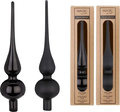 Produktbild von Christbaumspitze Glas 26cm 1 Stück matt / glanz sortiert - Ebony Black