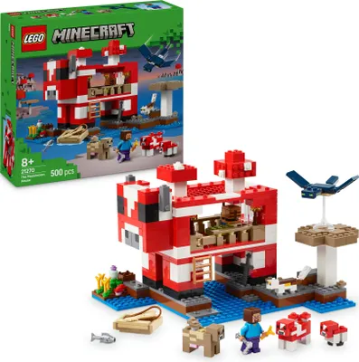 Produktbild von LEGO Minecraft Das Pilzkuh-Haus - Gaming Spielzeug mit Steve Figur, Mobs, einem Arbeitstisch und einer Farm - Interaktives Spielset - Gaming Geschenk für Mädchen und Jungen ab 8 Jahren 21270