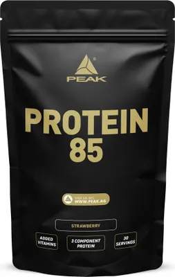 Obrázok produktu pre Proteín 85 - 900g : jahoda I 30 porcií I Prášok I Viaczložkový proteín I Sójový proteín I Kazeín I Pšeničný proteín I Pridané vitamíny