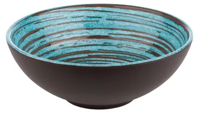 Produktbild von APS 85208 Schale CANCUN, Melamin, Ø 24 cm, Höhe 9 cm, türkis/braun