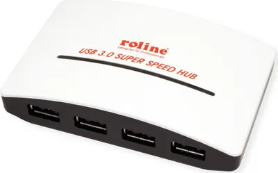 Produktbild von ROLINE USB 3.2 Gen 1 Hub "Black and White", 4 Ports, mit Netzteil
