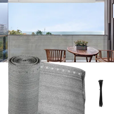 Produktbild von 1*25m Zaunblende Schattiernetz Tennisblende HDPE 150g/m² Zaun Sichtschutz Windschutz Sonnenschutz Kabelbinder Balkon grau