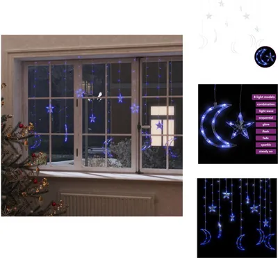 Produktbild von vidaXL Lichterketten Stern und Mond Fernbedienung 138 LED Blau -  Weihnachtsbeleuchtung