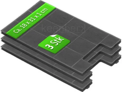 Produktbild von Super Sparset 3 Stk. Aktivfilter für Amica KF 17149 Dunstabzugshaubenzubehör Kohlefilter für KH 17178, 17179 E, schwarz
