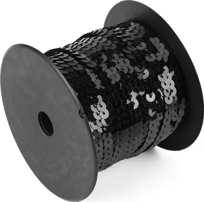 Immagine prodotto di DIY 100 iarde 6 mm lucido assetto cucito catene piatto rotondo paillettes linea accessori (nero)