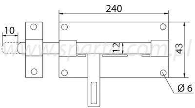 Produktbild von Zasuwa ryglowa 250x40 Vierkant 12 mm schwarz Riegelschloss