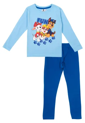 Produktbild von Paw Patrol Schlafanzug für Jungen - Kinder Pyjama Set Langarm Oberteil mit Hose Blau 110-116