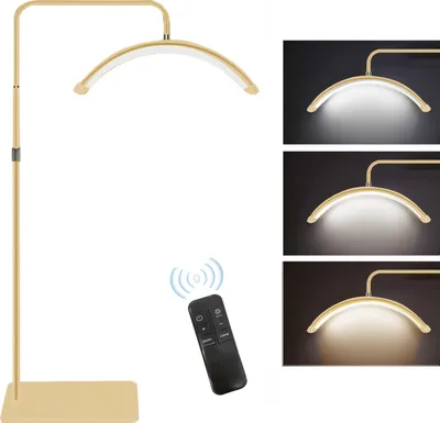 Produktbild von Andoer HD-M6X 36 W Boden-LED-Videoleuchte, halbmondfoermiges Fuelllicht, 3200 K-5600 K, dimmbar, mit 180 cm Metall-Lichtstativ, Telefonhalter, Fernbedienung fuer Schoenheitssalon, Make-up, Live-Streaming, Nachttischlampe