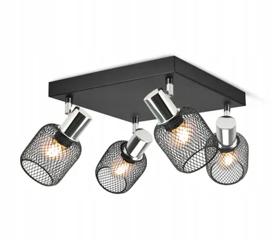 Zdjęcie produktu dla Lampa Sufitowa Żyrandol Plafon Vintage LOFT Reflektor 444-AG4 E27 Z Siatki