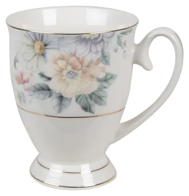 Zdjęcie produktu dla Clayre & Eef Kubek 300 ml Beżowo-różowy Porcelana Kwiaty