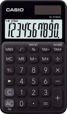 Image de Calculatrice de poche Casio® SL-310UC-BK - Solaire/pile, 10 chiffres, écran LCD, noir