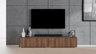 Produktbild von AX LIVING TV Board Loriano 200 cm – Lowboard stehend Nussbaum Warmia