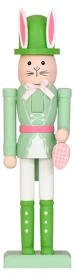 Produktbild von Osterhasen-Nussknacker-Figur, 30 cm, aus Holz, Hasen-Nussknacker-Dekoration für Frühlingsdeko, Tisch- und Regaldekoration