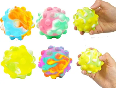 Produktbild von 4 tlg Set Plopp Up Antistress Ball Ploppball Fidget Toy Silikon Marmordesign 6cm