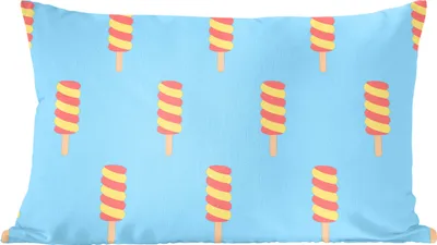 Produktbild von MuchoWow® Zierkissen Sofakissen Wohnzimmer Dekokissen 50x30 cm Eiscreme - Muster - Blau - Gelb - Wohnzimmerdekoration - Polster mit Photo